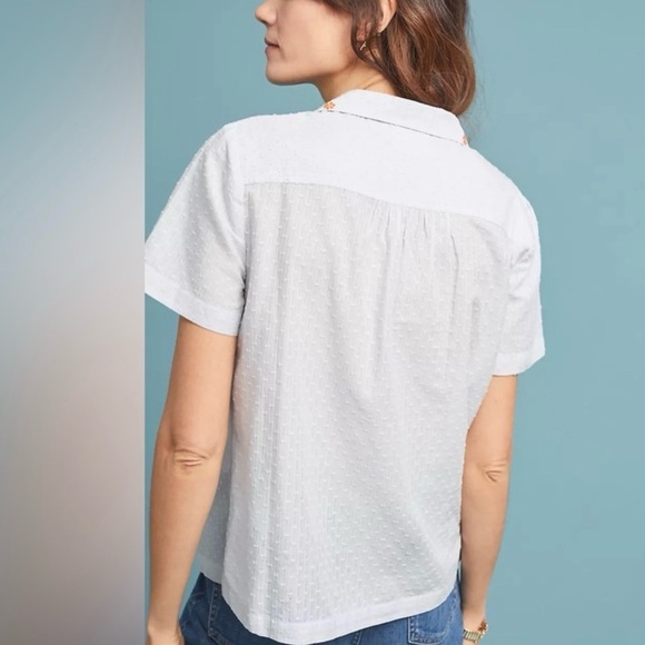 Maeve Anthropologie Christie Floral Embroidered Button Blouse Top Women’s US 4 - Picture 3 of 11